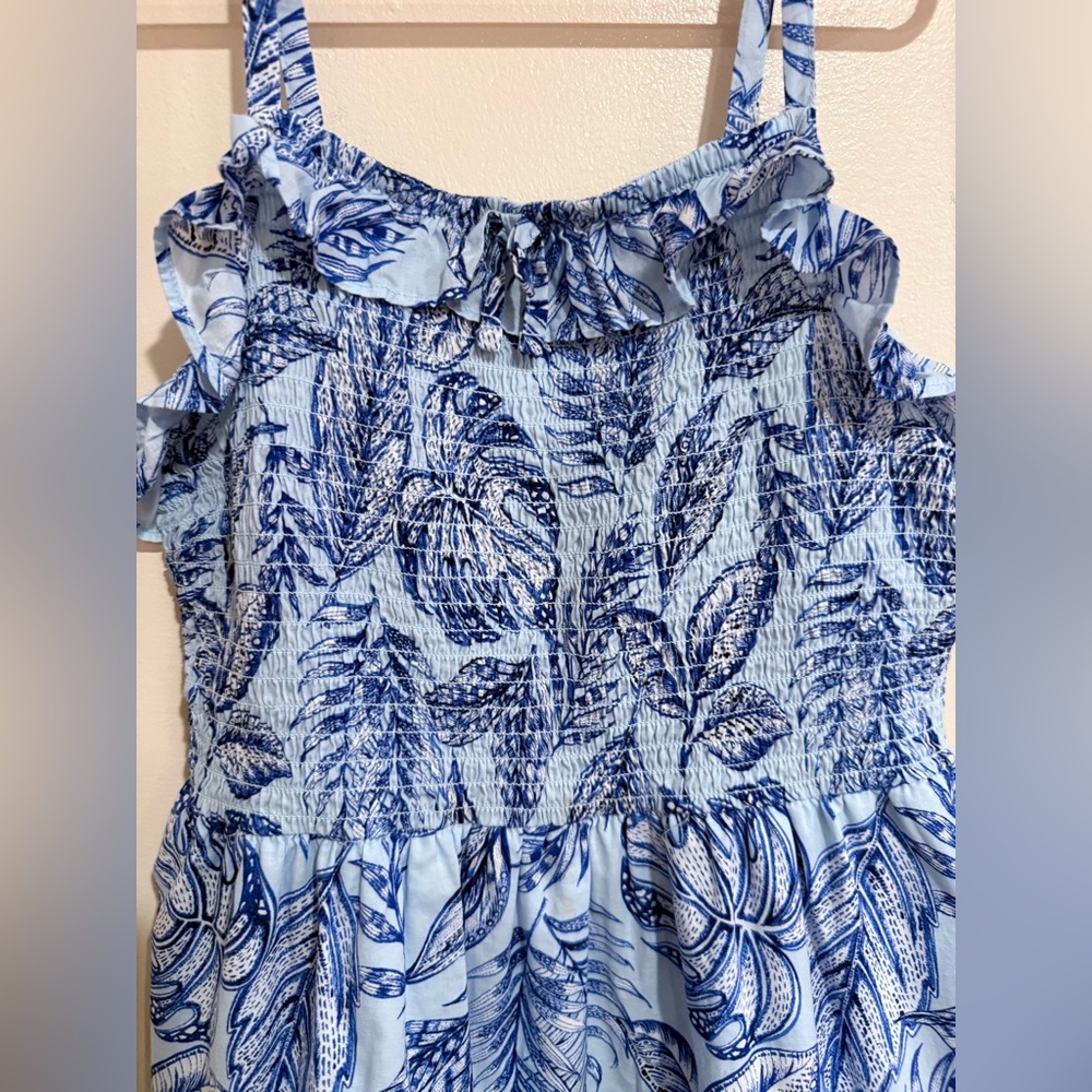 The Children’s Place GirlsTropical Smocked Tiered Dress Blue size Large (10/12) - Picture 4 of 9